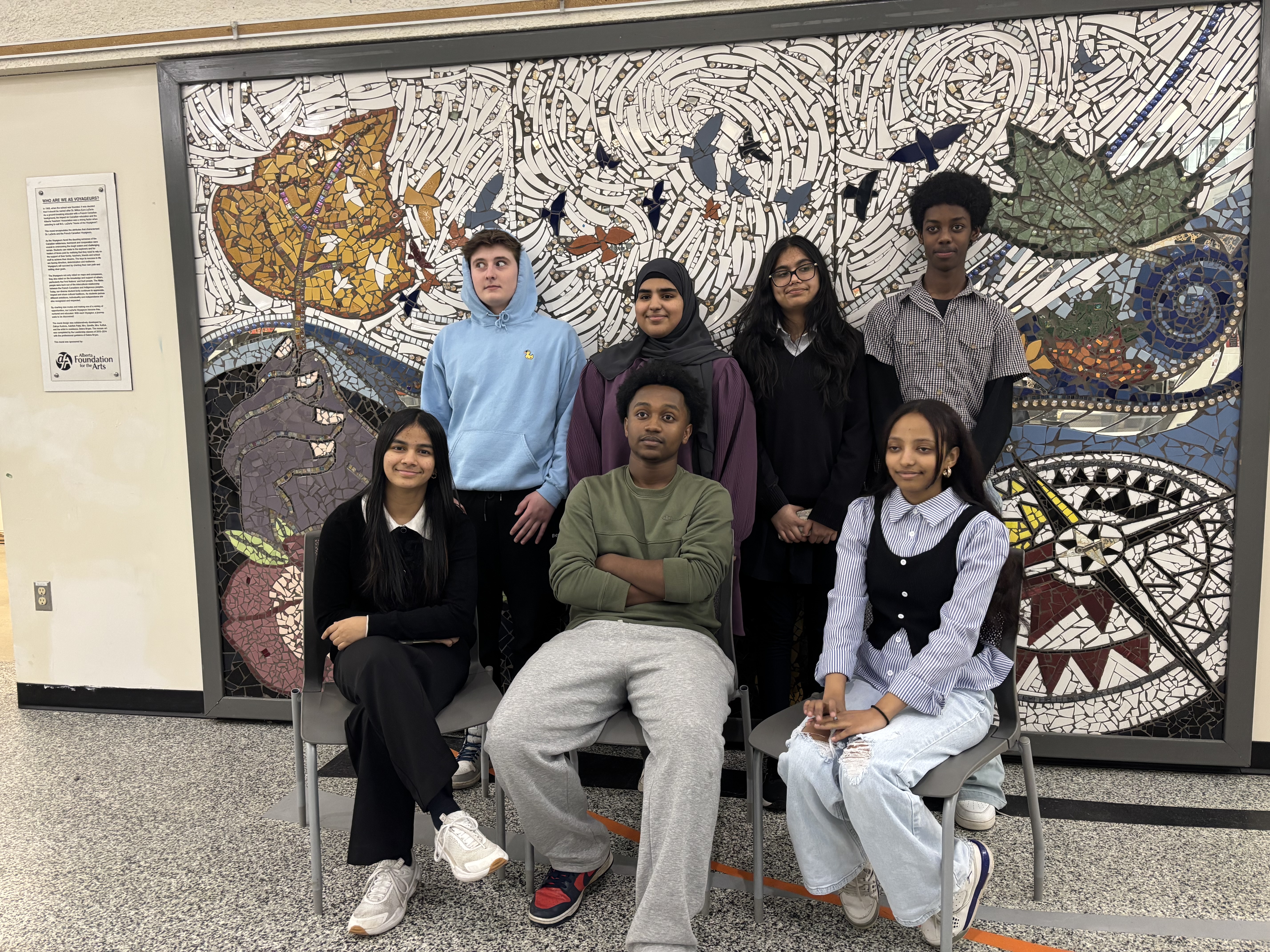 High school students working